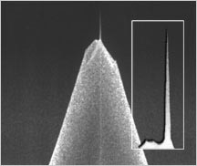 SEM images of AR10 high aspect ratio AFM tip