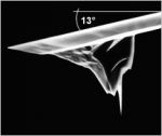 SEM image of AR5T tilt compensated high aspect ratio AFM tip