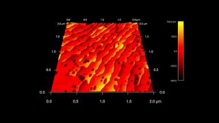 Strontium titanium oxide (SrTiO3) surface with 4 Angstrom steps