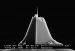 Front view SEM image of AR10 high aspect ratio AFM tip