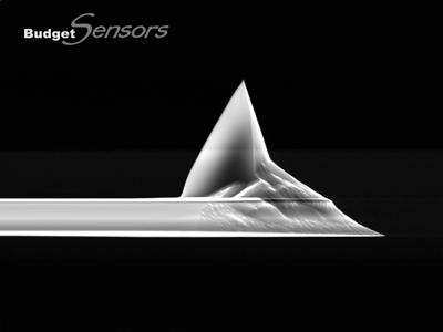 Side view SEM image of uncoated silicon AFM tip l