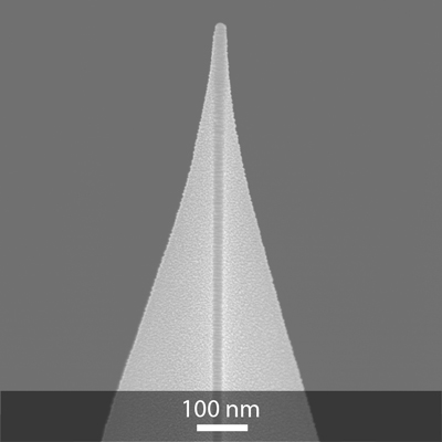 SEM image of Opus conductive platinum Pt coated AFM tip