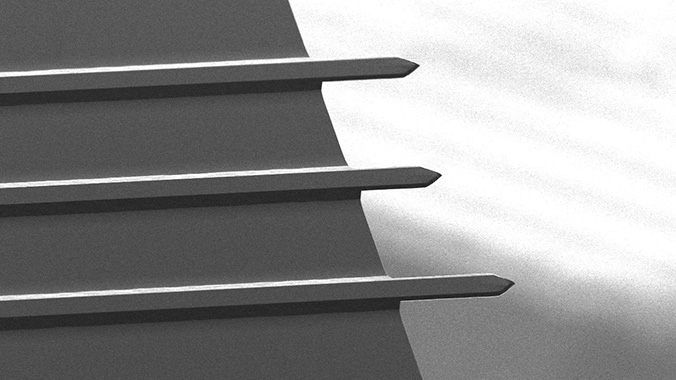 SEM image of 3 tipless AFM cantilevers on NSC series chip