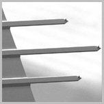 SEM image of 3 AFM cantilevers on CSC series chip