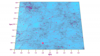 Gallium antimonide (GaSb) quantum dots on gallium arsenide GaAs buffer layer obtained by liquid phase epitaxy. The height of the quantum dots is ~1nm.